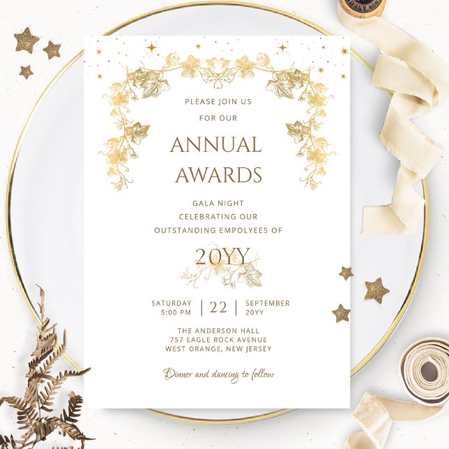 Elegant Guld Starry Night Awards / Gala Night Inbjudningar (Skapare uppladdad)