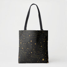 Elegant Guld Starry Night Tote Bag