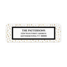 Elegant Guld Stars Black Gräns Returadress