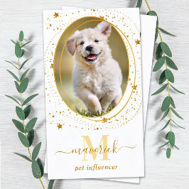 Elegant Guld Stars Social Media Photo Monogram Visitkort