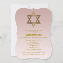 Elegant Guld stjärna av David Bat mitzvah Inbjudningar