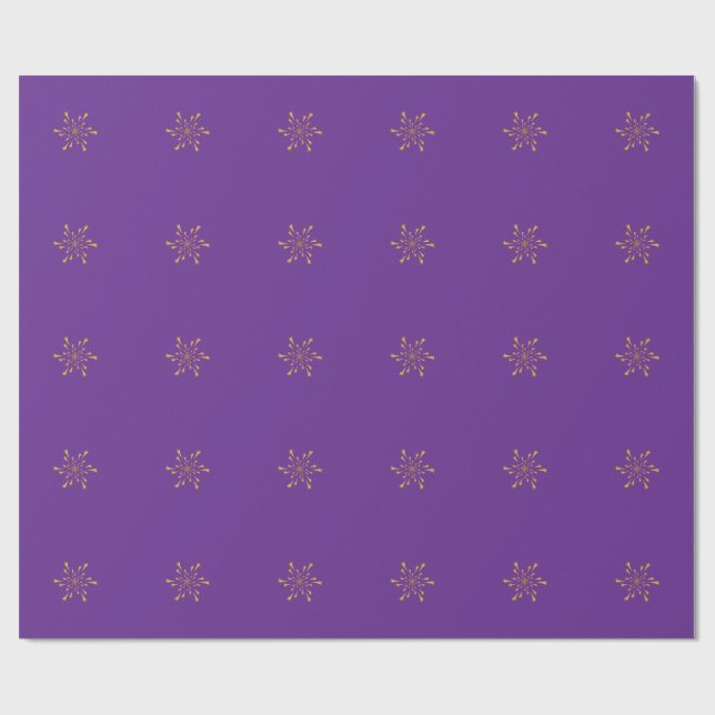 Elegant Guld Stjärnfall Snöflinga Fyrverkerier Presentpapper (Platt)