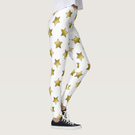Elegant guld stjärnor, vita mönster leggings