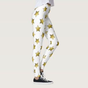 Elegant guld stjärnor, vita mönster leggings
