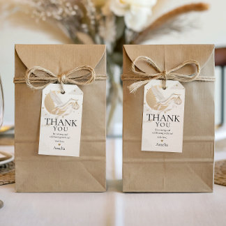 Elegant Guld Stork Babyfirande Present Förpackning Presentetikett