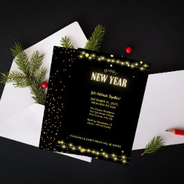 Elegant Guld String Ljus NYE Firande Inbjudningar