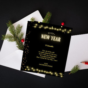 Elegant Guld String Ljus NYE Firande Julkort