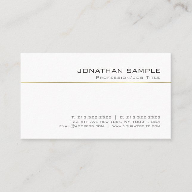 Elegant Guld Stripe Simple Chic Plain Luxe Trendig Visitkort (Framsida)