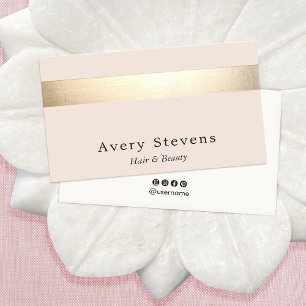 Elegant Guld Stripe (utan skina) Modern Ljus rosa Visitkort