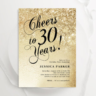 Elegant Guld Surprise 30års födelsedag Inbjudningar