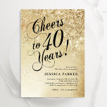 Elegant Guld Surprise 40:e födelsedagen Inbjudningar<br><div class="desc">Elegantens 40-åriga festinbjudan. Elegantens utformning i faux glitter guld och svart. Innehåller typskriptteckensnitt och konfekti. Perfekt för en snyggts damdag i firande. Anpassa med dina egna detaljer. Berätta om du behöver anpassningsbarnas ålder. Skrivna Zazzle-inbjudningar eller digital utskrivbar mall för omedelbar nedladdning.</div>