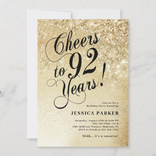 Elegant Guld Surprise 92:a födelsedagen Inbjudningar