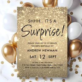Elegant Guld Surprise Birthday-inbjudan Inbjudningar