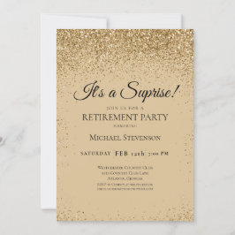 Elegant Guld Surprise Pension Party Inbjudningar