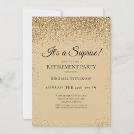 Elegant Guld Surprise Pension Party Inbjudningar
