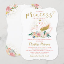 Elegant Guld Svan Princess Rosa Blommigt Baby Show