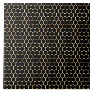 Elegant guld svart bikupa honeycomb kakelplatta