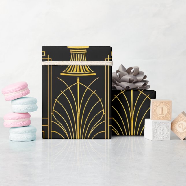 Elegant guld svart gatsby presentpapper (Baby Shower)