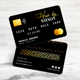 Elegant Guld Svart Glitter Frisörskreditkort Visitkort