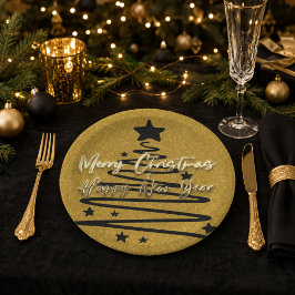 Elegant guld svart God jul Gott nytt år