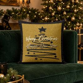 Elegant guld svart God jul Gott nytt år Kudde