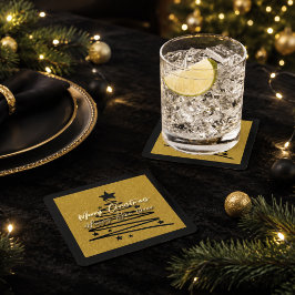 Elegant guld svart God jul Gott nytt år Underlägg Papper Kvadrat