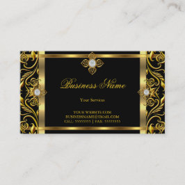 Elegant guld svart guld blommigt ram visitkort