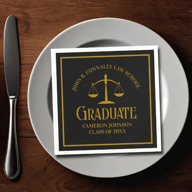 Elegant guld svart juristexamen fest pappersservett (Skapare uppladdad)