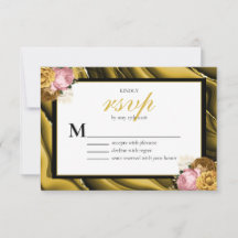 Elegant guld svart kant floral bröllop