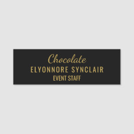 Elegant Guld Svart Minimal Choklad Eventpersonal  Namnbricka