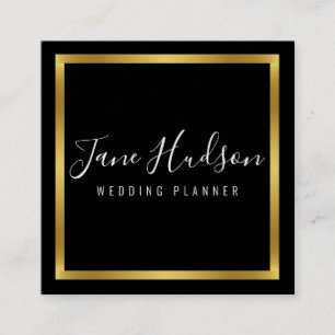 Elegant Guld Svart Minimalistisk Redigerbar 2.5x2. Fyrkantigt Visitkort