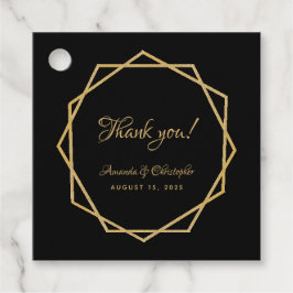 Elegant guld svart modern geometrisk script bröllo gåvor etiketter