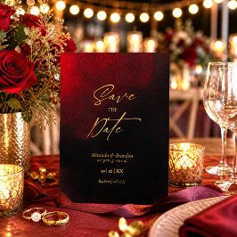 Elegant guld svart och röd bröllop spara datumet