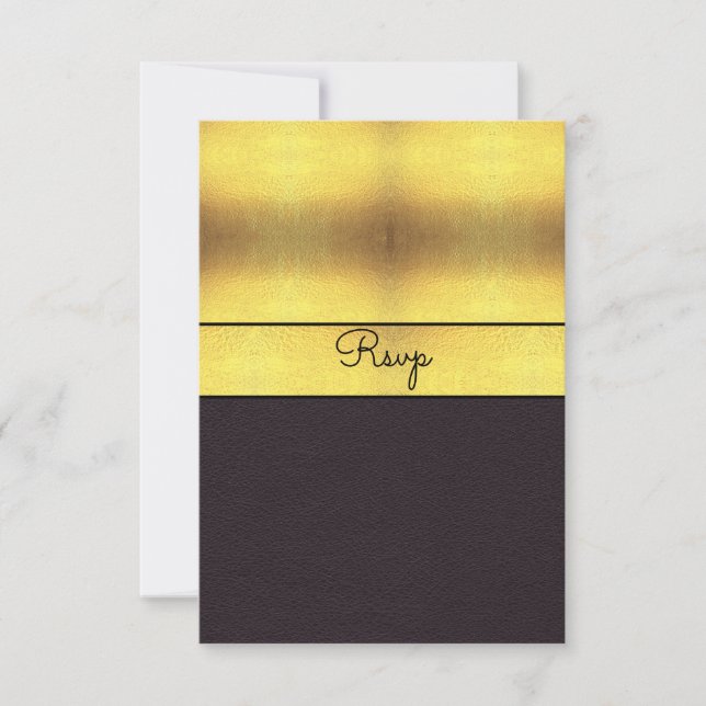 Elegant Guld & Svart RSVP OSA Kort (Framsida)
