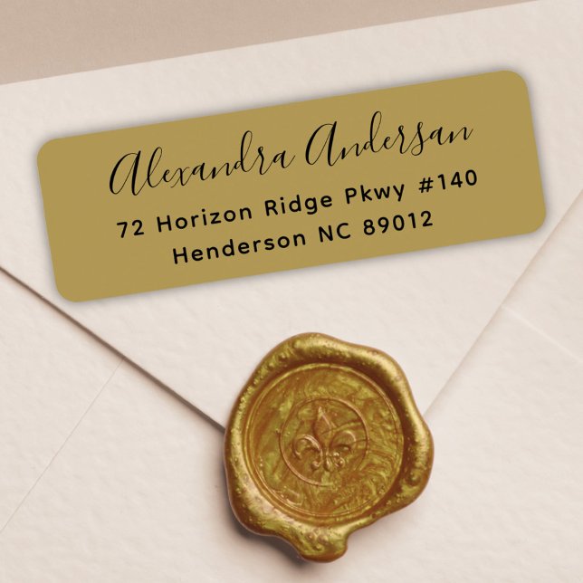 Elegant guld svart script returadress etikett (Elegant Script Typography Gold Black Return Addres Label)