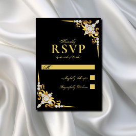 Elegant Guld Svarta Bröllop OSA Kort