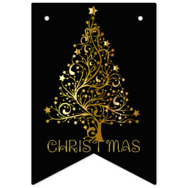 Elegant Guld Svarta God jul Träd Party Vimplar
