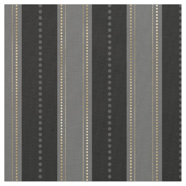 Elegant guld svarta grå ränder prickar Art Deco Tyg (Närbild)