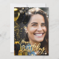 Elegant Guld Svarta Grattis på födelsedagen Firand