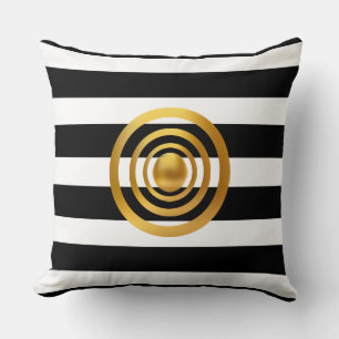 Elegant Guld, Svarta och vita Kudde