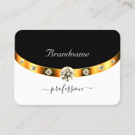 Elegant Guld Svarta och vita monogramdiamanter Visitkort