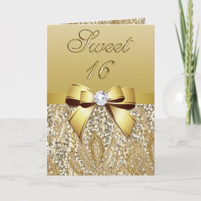 Elegant Guld Sweet 16-partsinbjudan Inbjudan (Framsida)