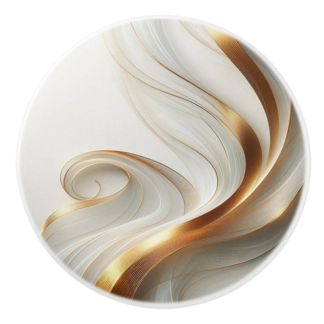Elegant Guld Swirl Ceramic Knob Knopp (Framsidan)