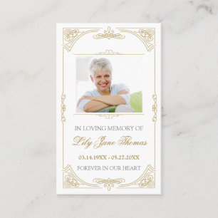 Elegant Guld Swirl Funeral Prayer Card Redigera Visitkort