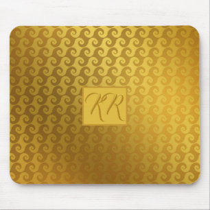 Elegant Guld Swirl Monogrammad Computer Musmatta