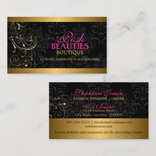 Elegant Guld Swirls and Damask Visitkort