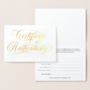 Elegant Guld Swirls Authenticity-certifikat Folierat Kort