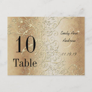 Elegant Guld Swirls Black Font Bordsnummers Vykort
