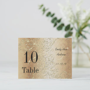 Elegant Guld Swirls Black Font Bordsnummers Vykort