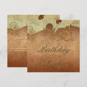 Elegant Guld Swirls & Blommigt Dekorations Birthag Inbjudningar